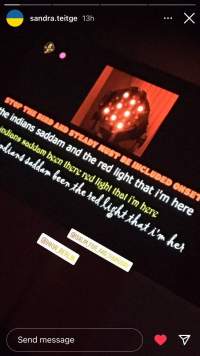 Instagram story showing an orange light panel and some text.