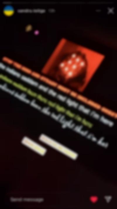 Instagram story showing an orange light panel and some text.