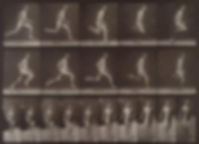 A male presenting person appears running in 20 frames. In 10 of these, which occupy the majority of the image, the side perspective is shown. In the remaining 10, the pictures have been taken from a frontal perspective.
