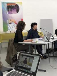 Roundtable discussion documentation. Sands Murray Wassink with Amalia Calderón, Megan Hoetger, and Radna Rumping, *COLLABORATION. How can we work together?*, Rijksakademie, Amsterdam, June 2021. Photo: Ratu R. Saraswati.