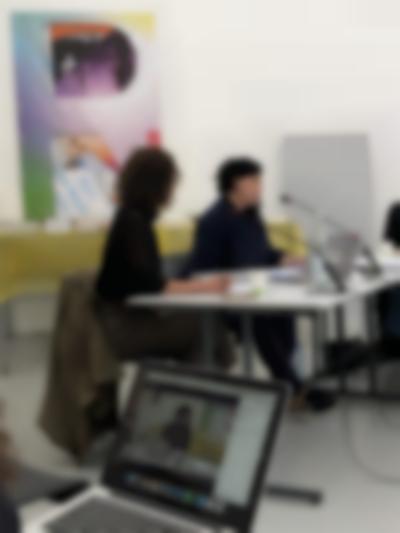 Roundtable discussion documentation. Sands Murray Wassink with Amalia Calderón, Megan Hoetger, and Radna Rumping, *COLLABORATION. How can we work together?*, Rijksakademie, Amsterdam, June 2021. Photo: Ratu R. Saraswati.