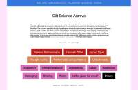 Homepage. *(link: https://giftsciencearchive.net/ text: giftsciencearchive.net target: _blank)*. Design by Kommerz.