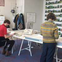 Visitor documentation. Sands Murray-Wassink, *In Good Company (Horsepower): Materials from the Gift Science Archive, 1993-present*, mistral, Amsterdam, March - May 2021. Photo: Megan Hoetger.