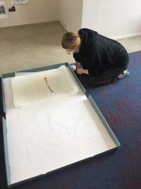 Visitor documentation. Sands Murray-Wassink, *In Good Company (Horsepower): Materials from the Gift Science Archive, 1993-present*, mistral, Amsterdam, March - May 2021. Photo: Megan Hoetger.