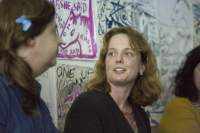 Sands Murray-Wassink (left) and Radna Rumping (right). Sands Murray-Wassink with Megan Hoetger, Radna Rumping, and Vivian van Saaze, *Gift Science Archive Process Event #1: VALUE. What is trash? What is trashy but valuable?*, Rijksakademie van beeldende kunsten, March 2020. Photo: Silvia Ulloa Márquez, courtesy of If I Can't Dance, Amsterdam.