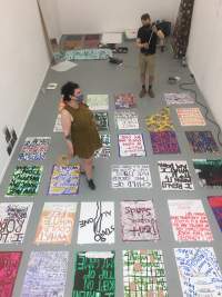 Install documentation. Sands Murray-Wassink, *Without You I'm Nothing (Blue*), Rijksakademie Open Studios, Amsterdam, June 2021. Photo: Frédérique Bergholtz.