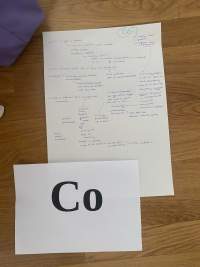 An A4 sheet of paper has been filled with handwritten notes. Slightly on top of it, at the bottom, is another sheet of paper, printed digitally. It says 'Co' in a large font.