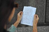 Janine Antoni, *Yours Truly*, 2010. Ink on paper, 5 7/8 x 8 1/2”. ©Janine Antoni, courtesy of the artist and Luhring Augustine, New York.