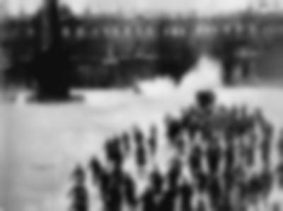In 1920, under the direction of Nikolai Evreinov, thousands of participants (including Vladimir Lenin and thousands of Red Guards) reenacted the storming of the tsar's Winter Palace three years earlier, a pivotal moment in the October Revolution. Sergey Eisenstein used footage from the event in his film *October: Ten Days that Shook the World* (1928).