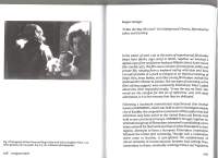 Book spread. On the left page, a photograph shows a feminine-presenting person holding a baby and facing the camera. To the left, a masculine-presenting person, wearing sunglasses, looks away. On the right page, the first page of the article 