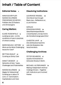 Table of contents showing as main sections of the book: 