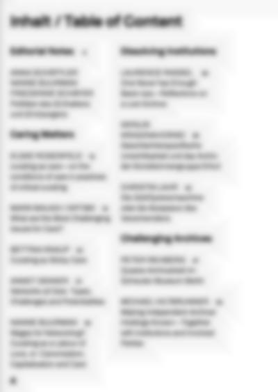 Table of contents showing as main sections of the book: 