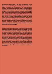 Two paragraphs of black text are aligned to the left of the page, starting near the top. The background is dark salmon.