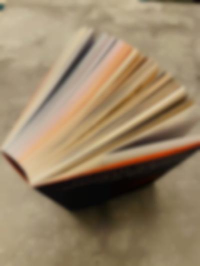 Top edge of book, with pages forming a colour gradient.