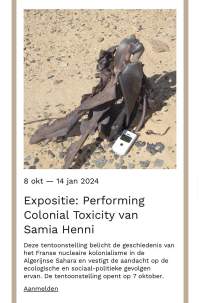 Screenshot of the exhibition announcement, written in Dutch. The exhibition took place between 8th October 2023 and 14th January 2024.