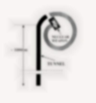 Schematic representation of a tunnel and location of nuclear weapon. The length of the tunnel is marked as approximately 1000 meters.