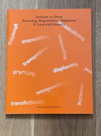 Spread around the page, several words in different positions and rotations have been written in white, often with the end of the word more faded than the beginning. These words are: 