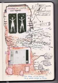 Notebook page, with sketches, notes and drawings.