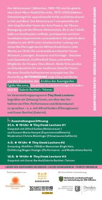 Event description, which appears against a pink background, and event dates, which appear against a green background. The institutional logos appear at the bottom.