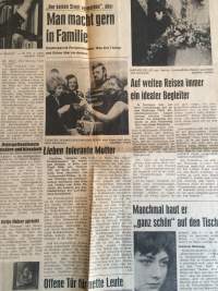 German newspaper page, showing different articles with black-and-white photos.
