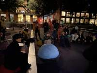 *Cinema for Houseboats I: Vlado Kristl* public program (October 2021). Zone Collective (Kirila Cvetkovska and Megan Hoetger), *Shadow Zones: Experimental Cinema History in Yugoslavia; or, a Cinema and a History Made and Unmade by Maps*, When Site Lost the Plot, Amsterdam, July - October 2021. Photo: Aram Lee, courtesy of When Site Lost the Plot.