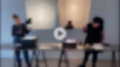 Video documentation still. *Drawing the Archive* public program session one (September 2021). Zone Collective (Kirila Cvetkovska and Megan Hoetger), *Shadow Zones: Experimental Cinema History in Yugoslavia; or, a Cinema and a History Made and Unmade by Maps*, When Site Lost the Plot, Amsterdam, July - October 2021. Video documentation courtesy of When Site Lost the Plot.