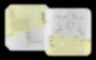 Scans of a list and of a diagram appear next to each other. There are blocks of transparent yellow across the top of the list and bottom of the diagram. The words 