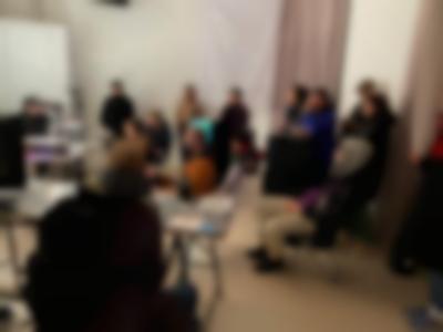 Post-screening discussion. *Cinema for Houseboats* public program film night (October 2021). Zone Collective (Kirila Cvetkovska and Megan Hoetger), *Shadow Zones: Experimental Cinema History in Yugoslavia; or, a Cinema and a History Made and Unmade by Maps*, When Site Lost the Plot, Amsterdam, July - October 2021. Photo: Aram Lee, courtesy of When Site Lost the Plot.