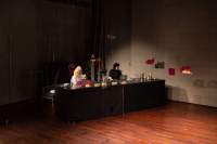 Kirila Cvetkovska (left) and Megan Hoetger (right). Workshop documentation. Zone Collective (Kirila Cvetkovska and Megan Hoetger), *Zoning Play Complex* character workshop, 5 November 2022. Realized within the frame of *The Hauntologists*, an exhibition and public program curated by Julia Morandeira as part of the 2021–22 Fellowship in Situated Practice at BAK — basis voor actuele kunst, Utrecht, Netherlands. Photo: Tom Janssen, courtesy of BAK.